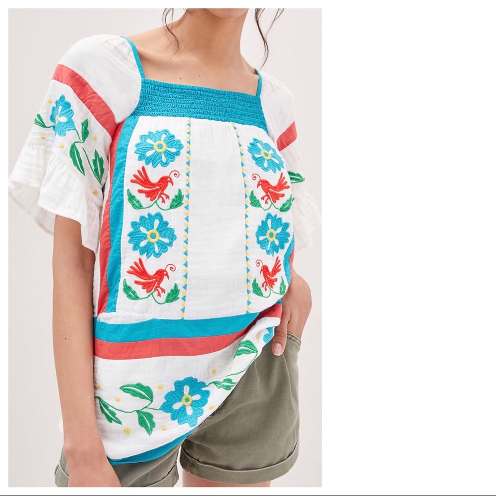 Anthropologie Seen Worn Kept Embroidered Tunic Blouse Pullover Size 4 NWT‎ $158